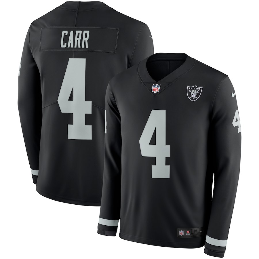 Men Oakland Raiders #4 Carr black Limited NFL Nike Therma Long Sleeve Jersey->oakland raiders->NFL Jersey